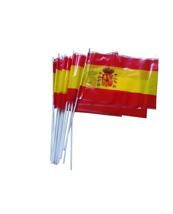 Bandera España con escudo y palo pvc.